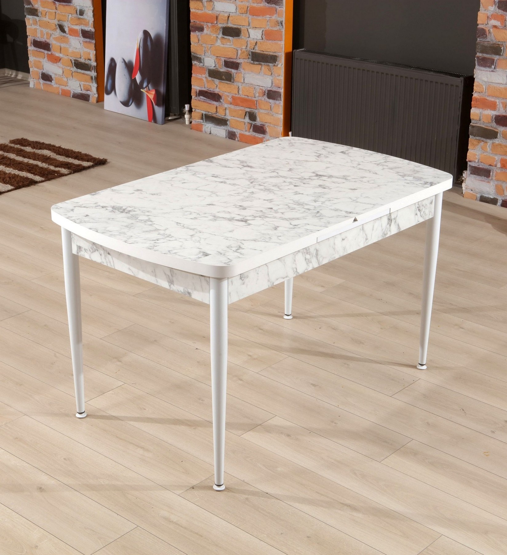 Трпезариска маса Hanah Home Trend Carrara 132x79x76.5 см бело-сива
