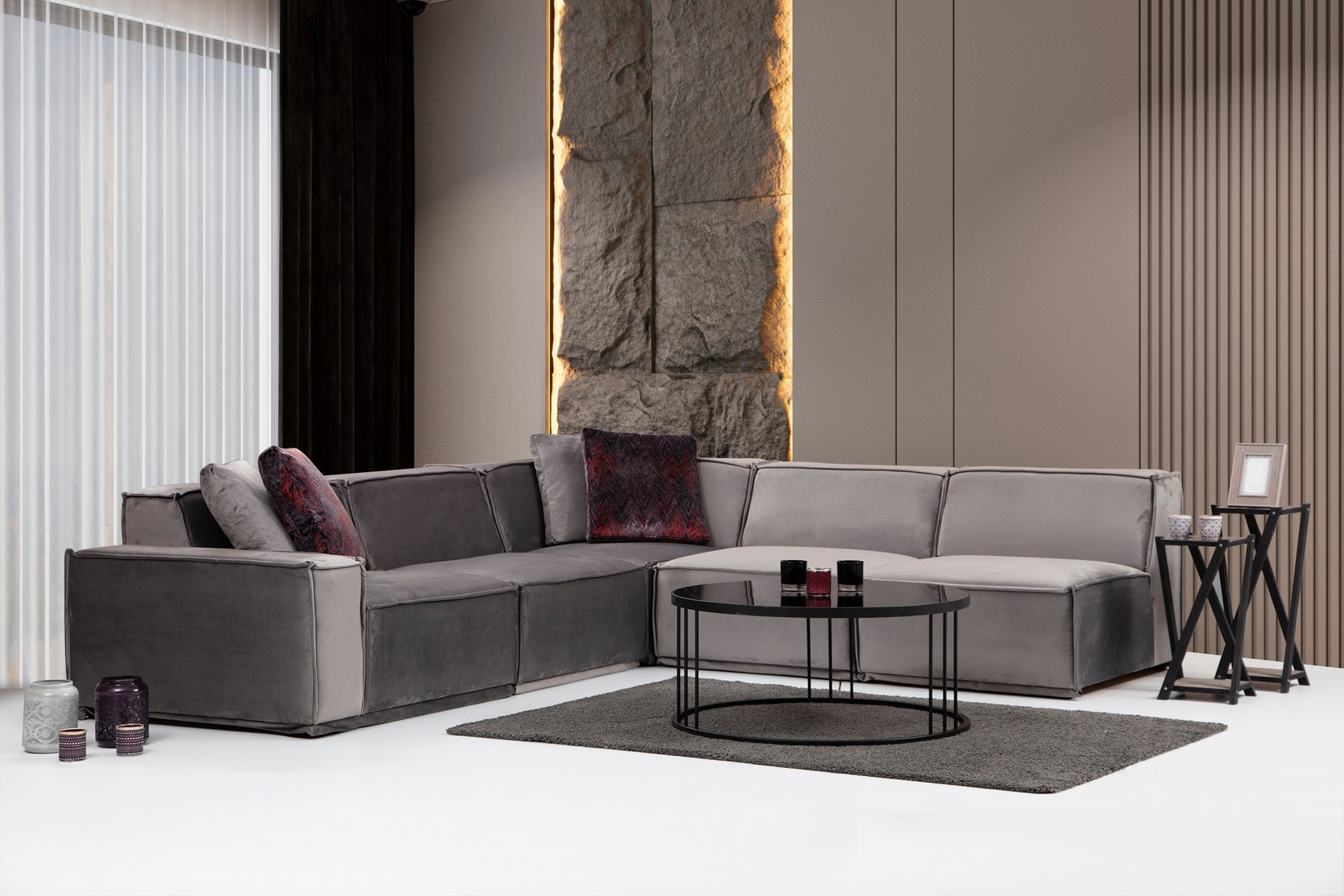 Аголен сет софа Atelier del Lego 100x76x300cm сива