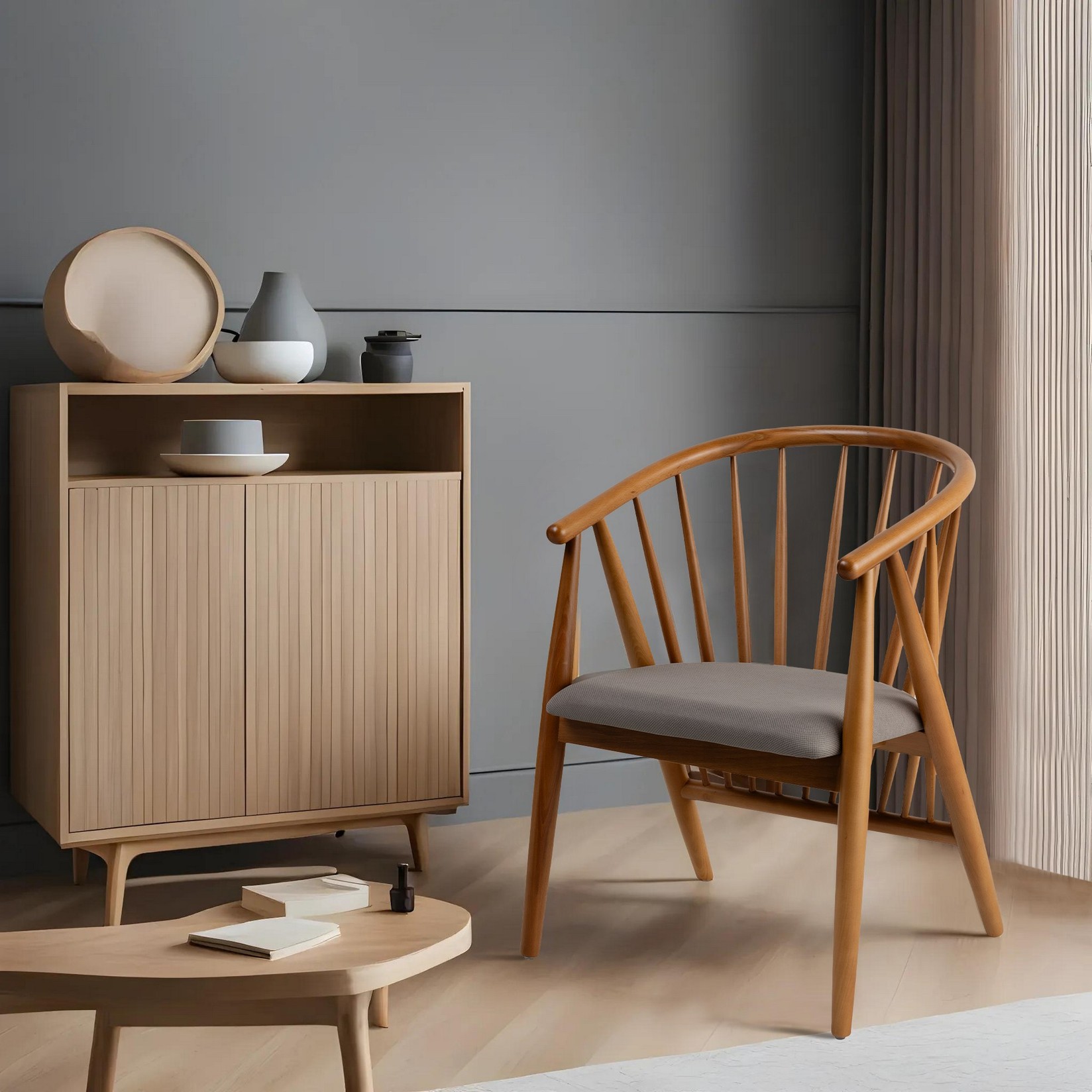 Трпезариска столица Hanah Home Doris 58x82x56 см дабово-сива