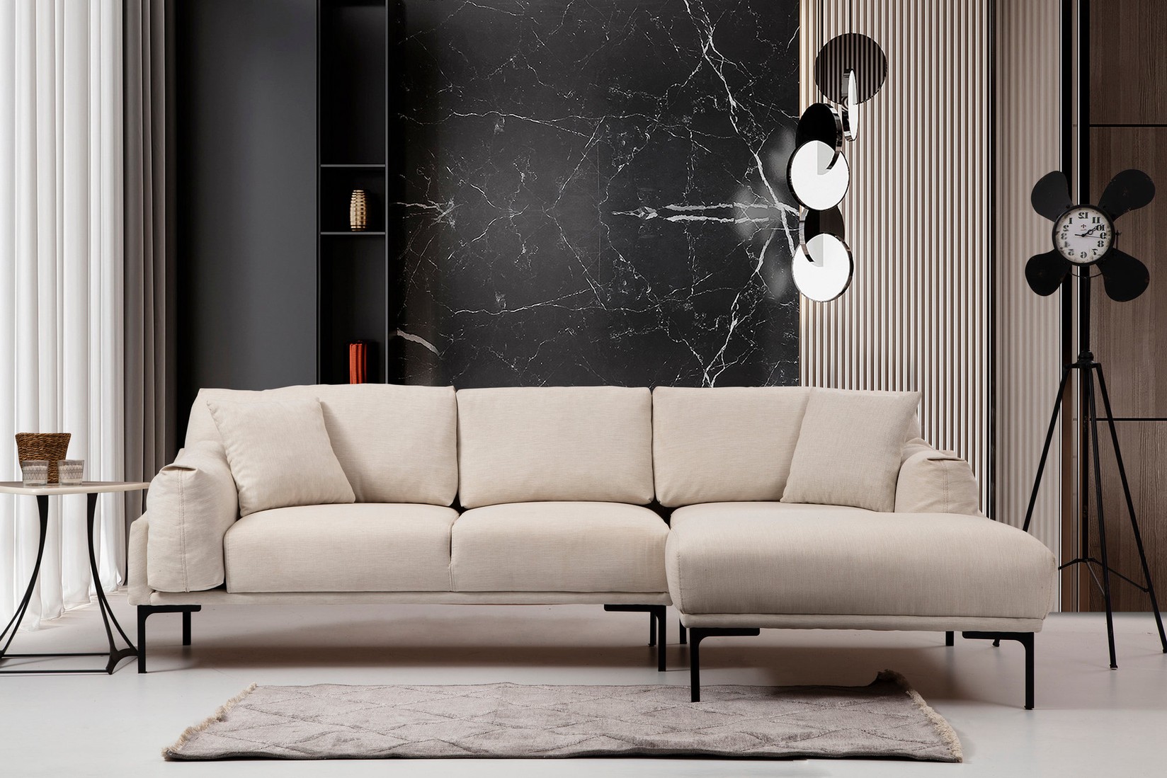 Аголна софа Atelier del Leo 90x65x255cm Крем