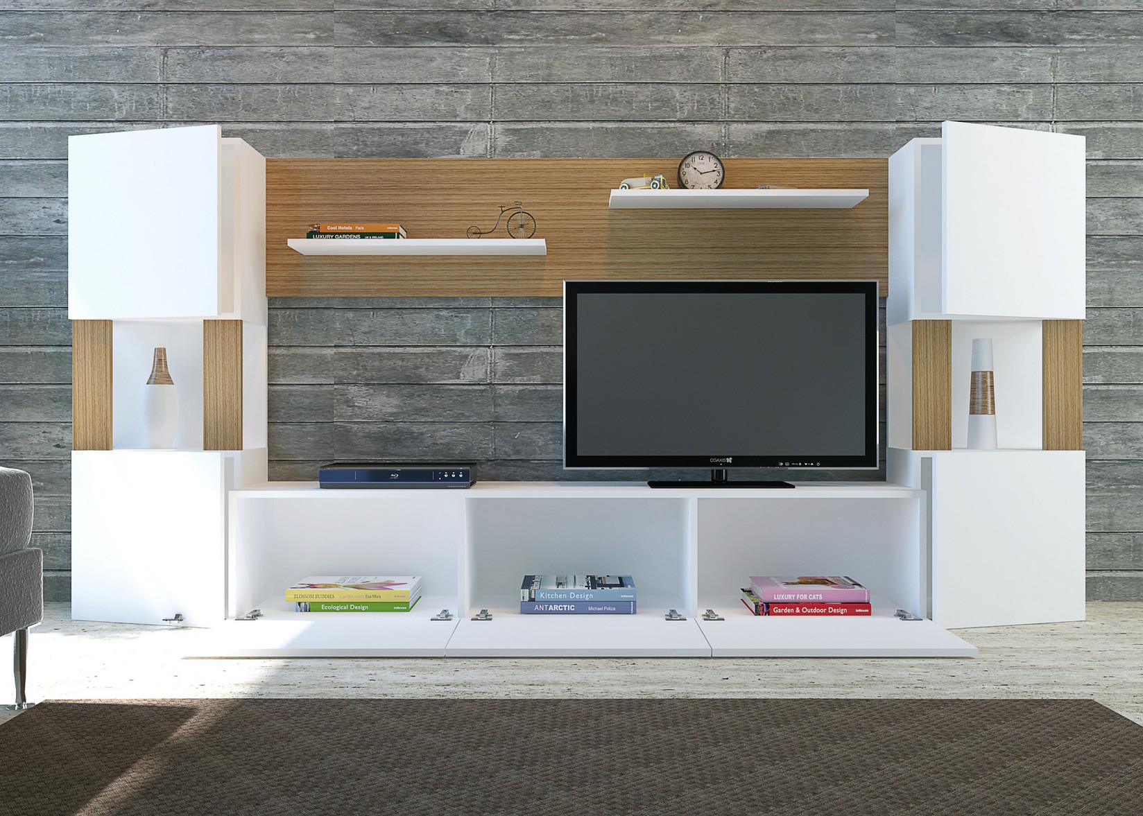 Комода за домашен телевизор Hanah Lora даб-бела