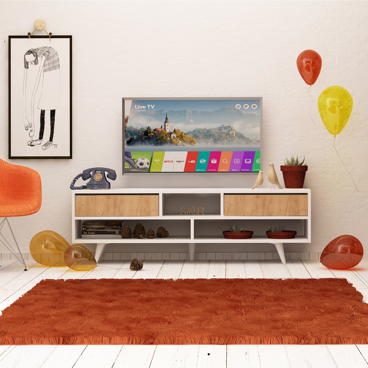 Комода за домашен телевизор Hanah Ангола даб-бела