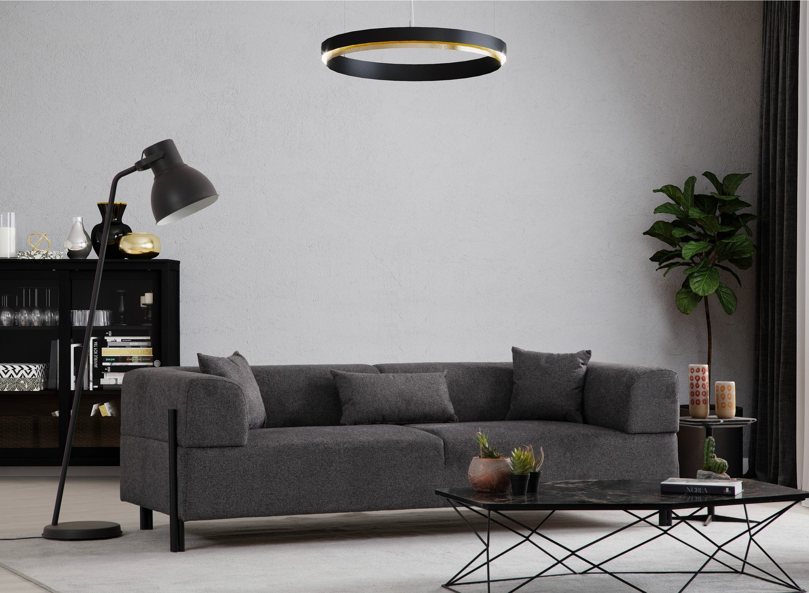 Atelier del Sofa Trosed Gio 93x75x225cm Антрацит