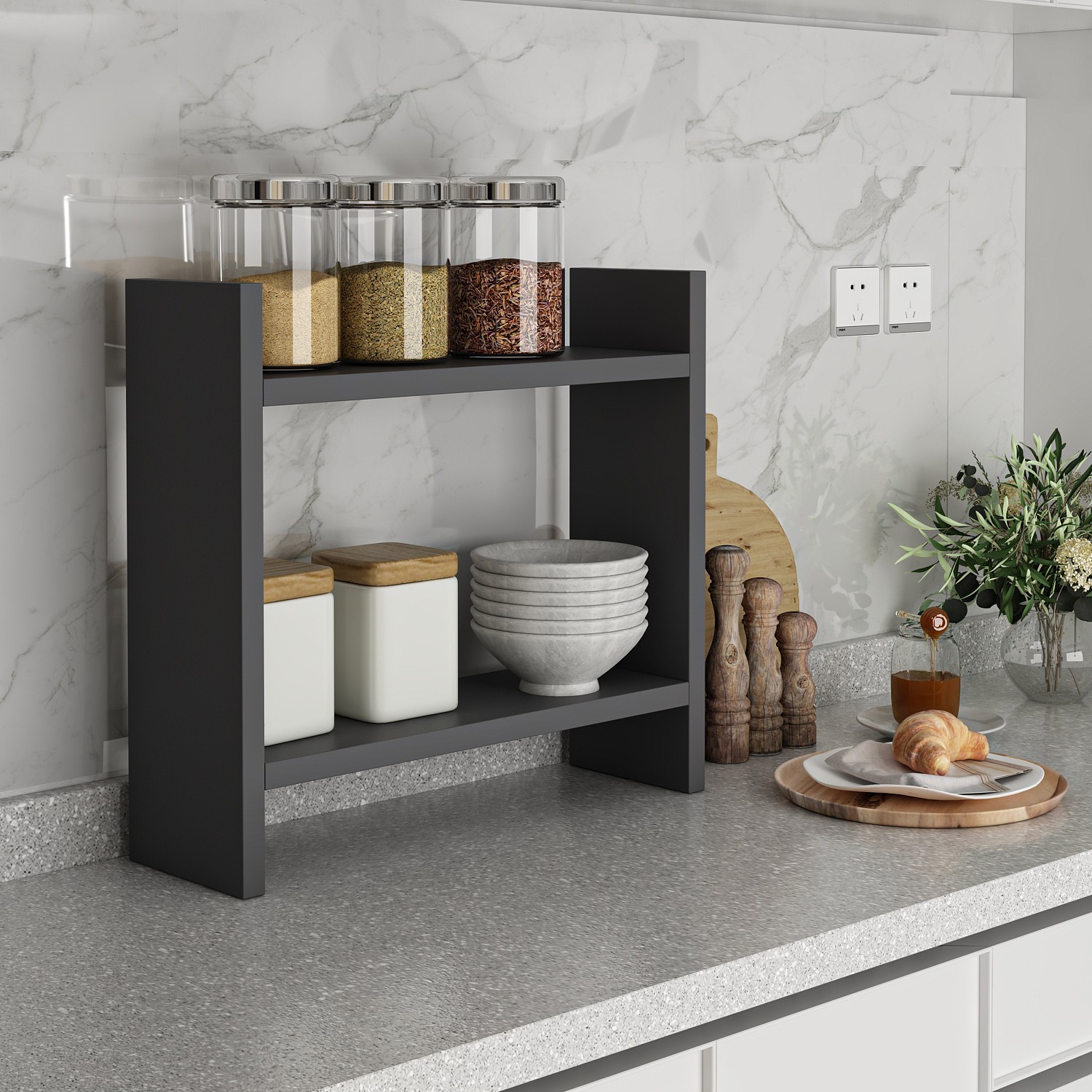 Кујнска полица Hanah Home 34x10x30cm Антрацит