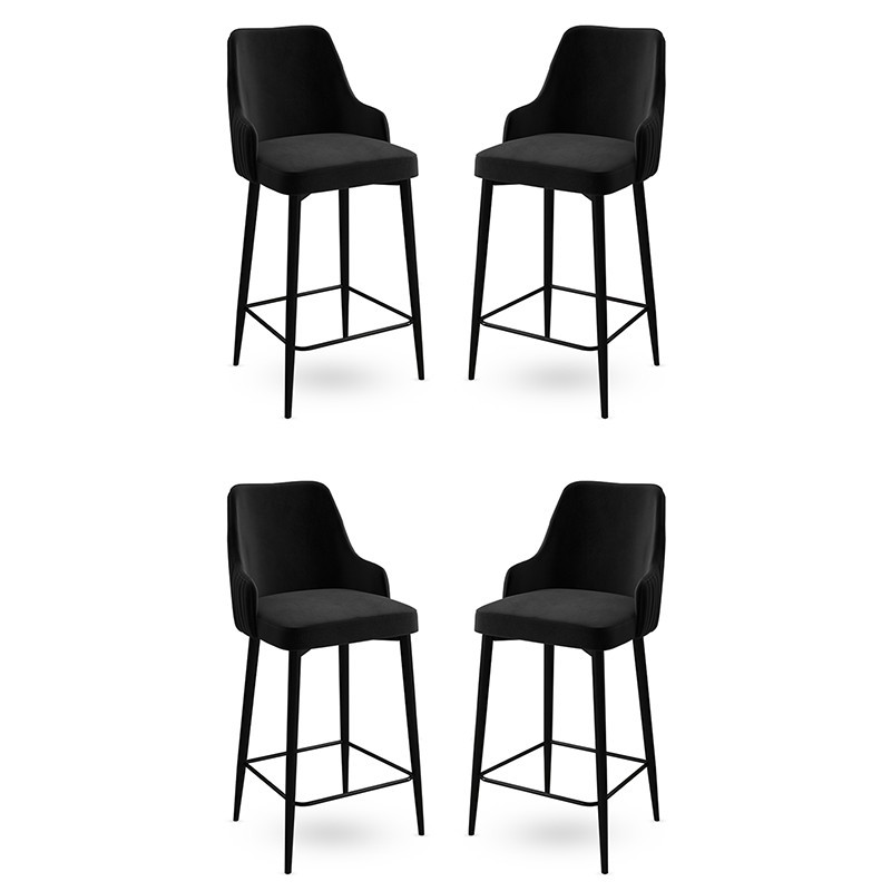 Hanah Home Комплет од 4 барски столчиња Enox Black