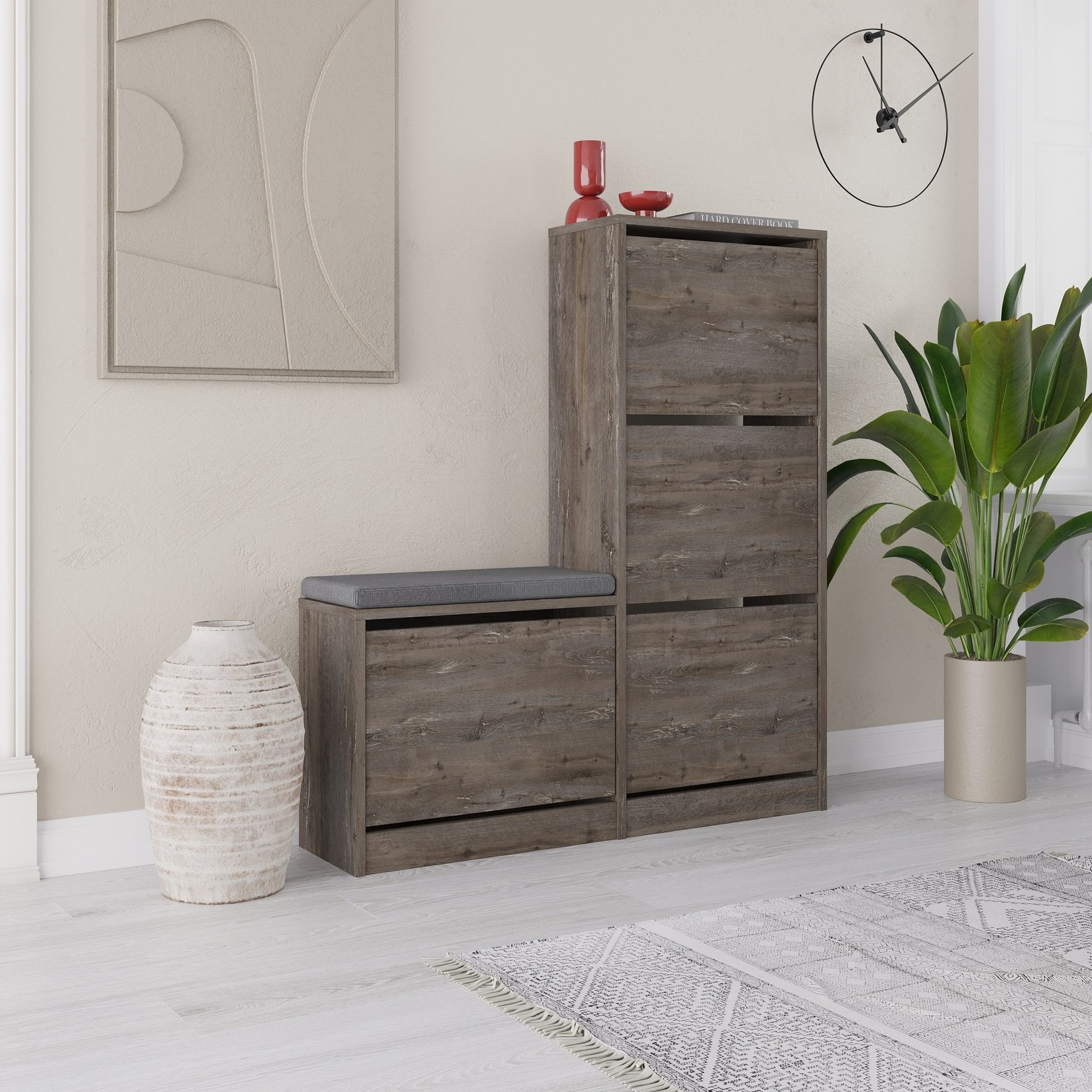 Полица за чевли Hanah Home 105x118.5x26 см темно кафеава