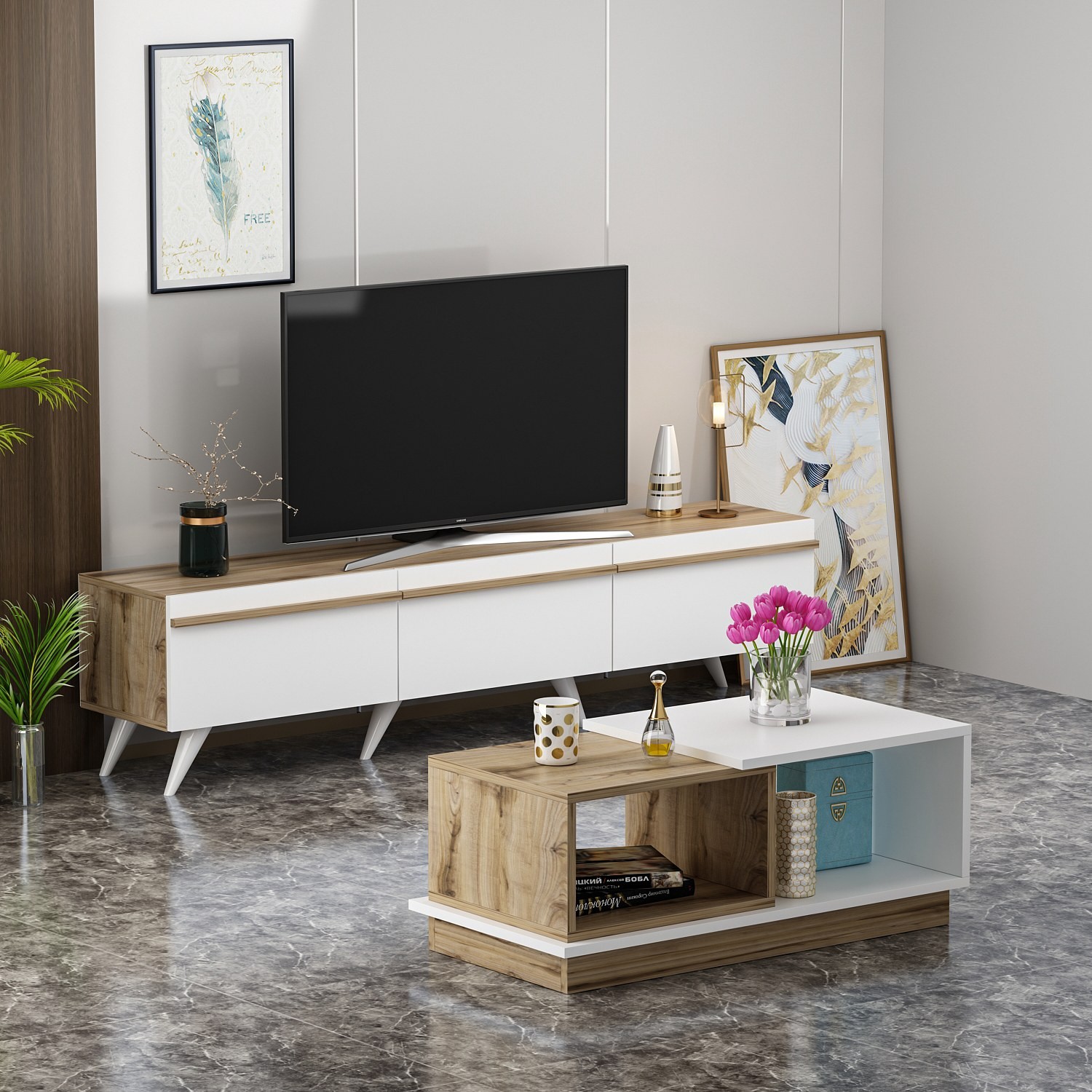 Hanah Home Set TV Set и клубска маса од даб