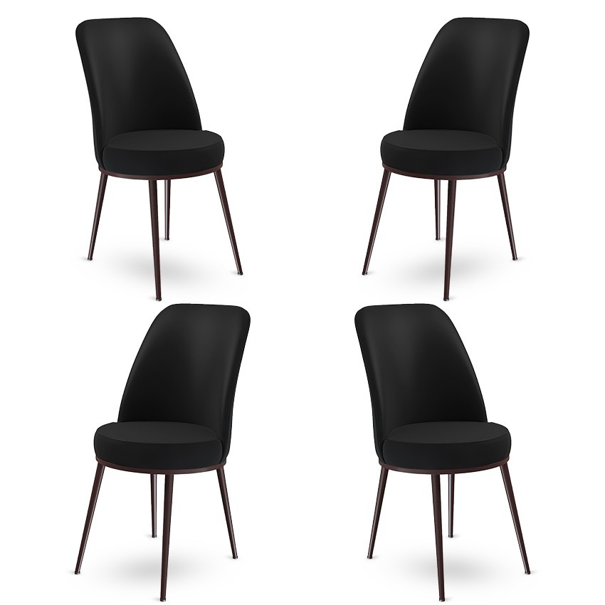 Комплет од 4 трпезариски столчиња Hanah Home Dexa црно-кафеави