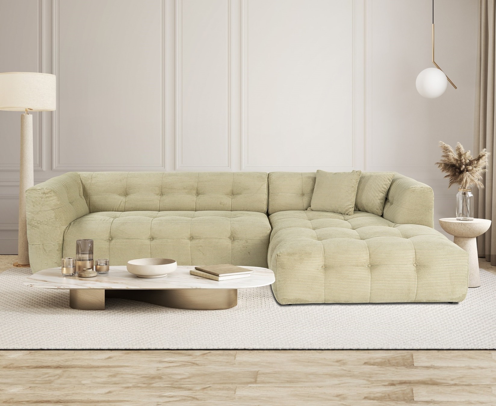 Аголна гарнитура Atelier del Sofa Cady 100x72x300cm Зелена