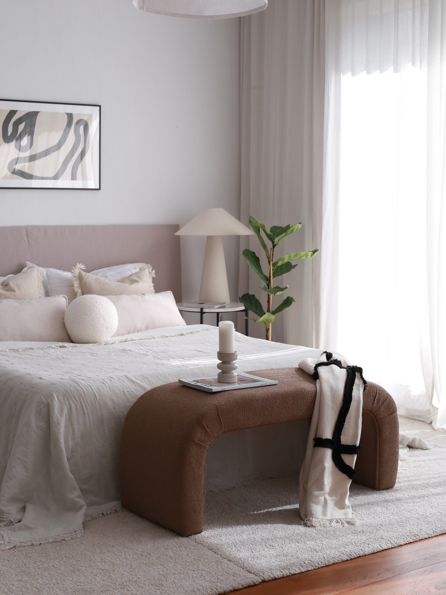 Столче за софа Atelier del 106x45x46 см, кафеава