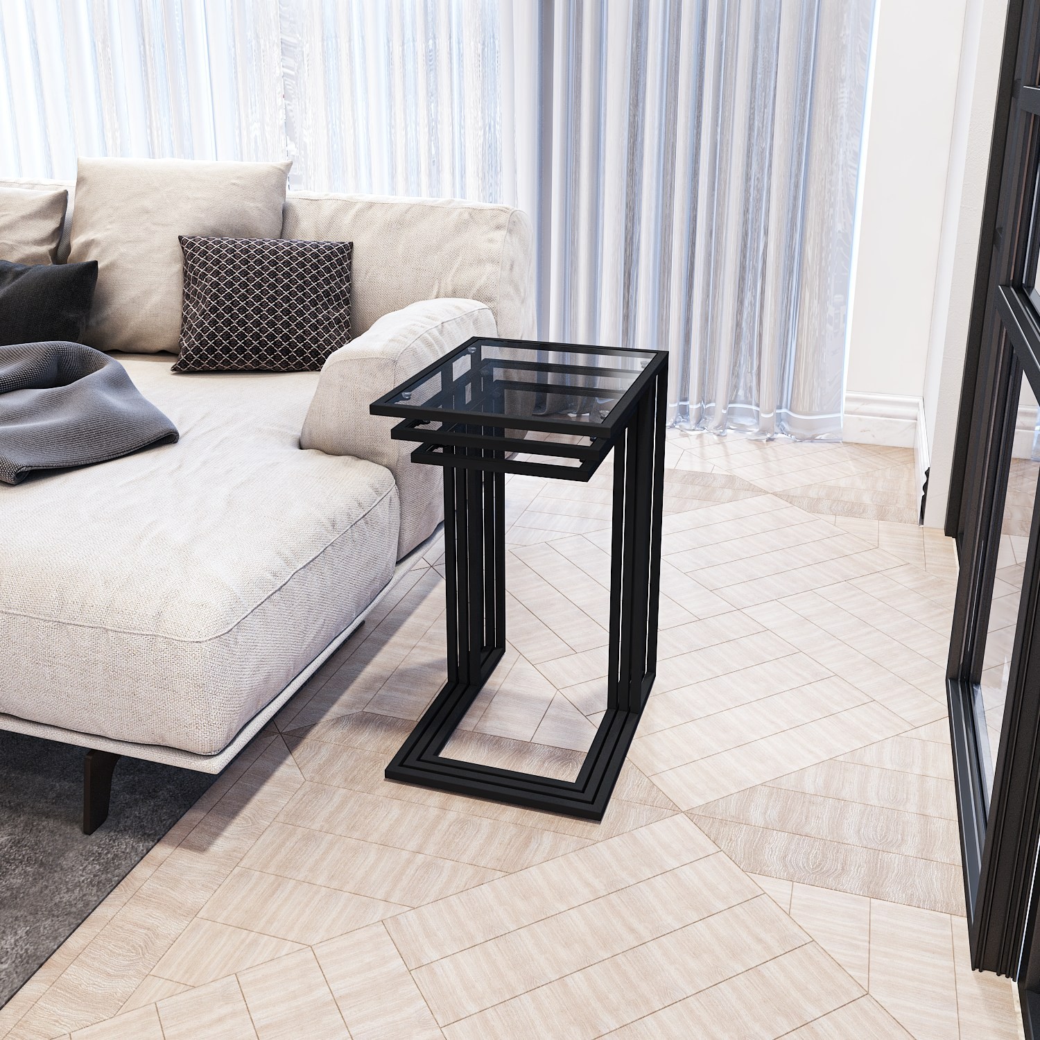 Комплет маса Hanah Home Club, 3 парчиња, Ибиза црна