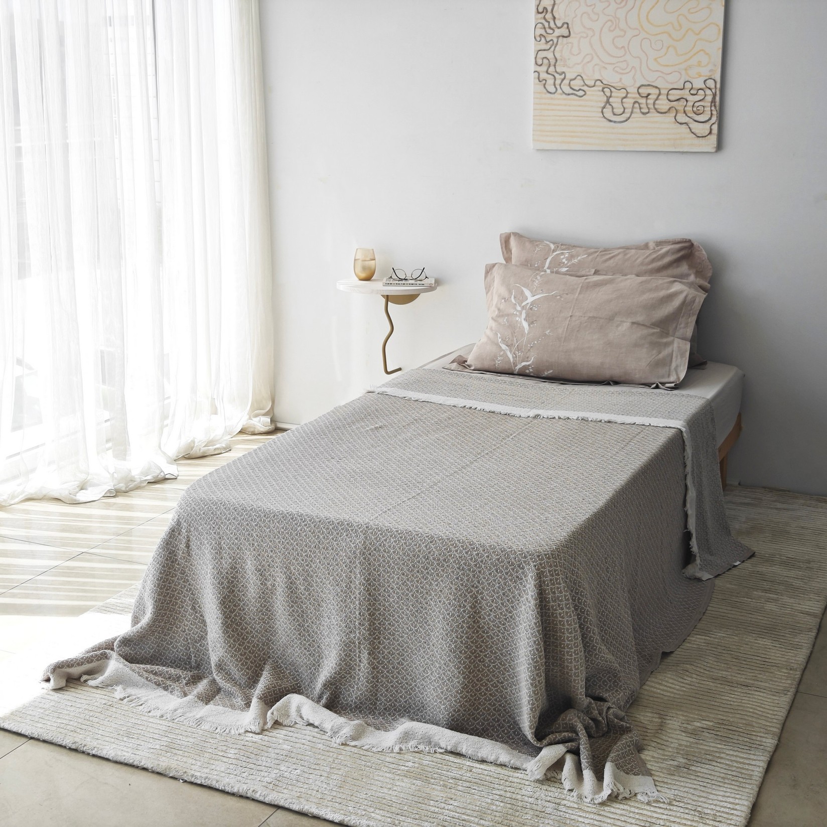 Dzидна полица Hanah Home Златно-бела