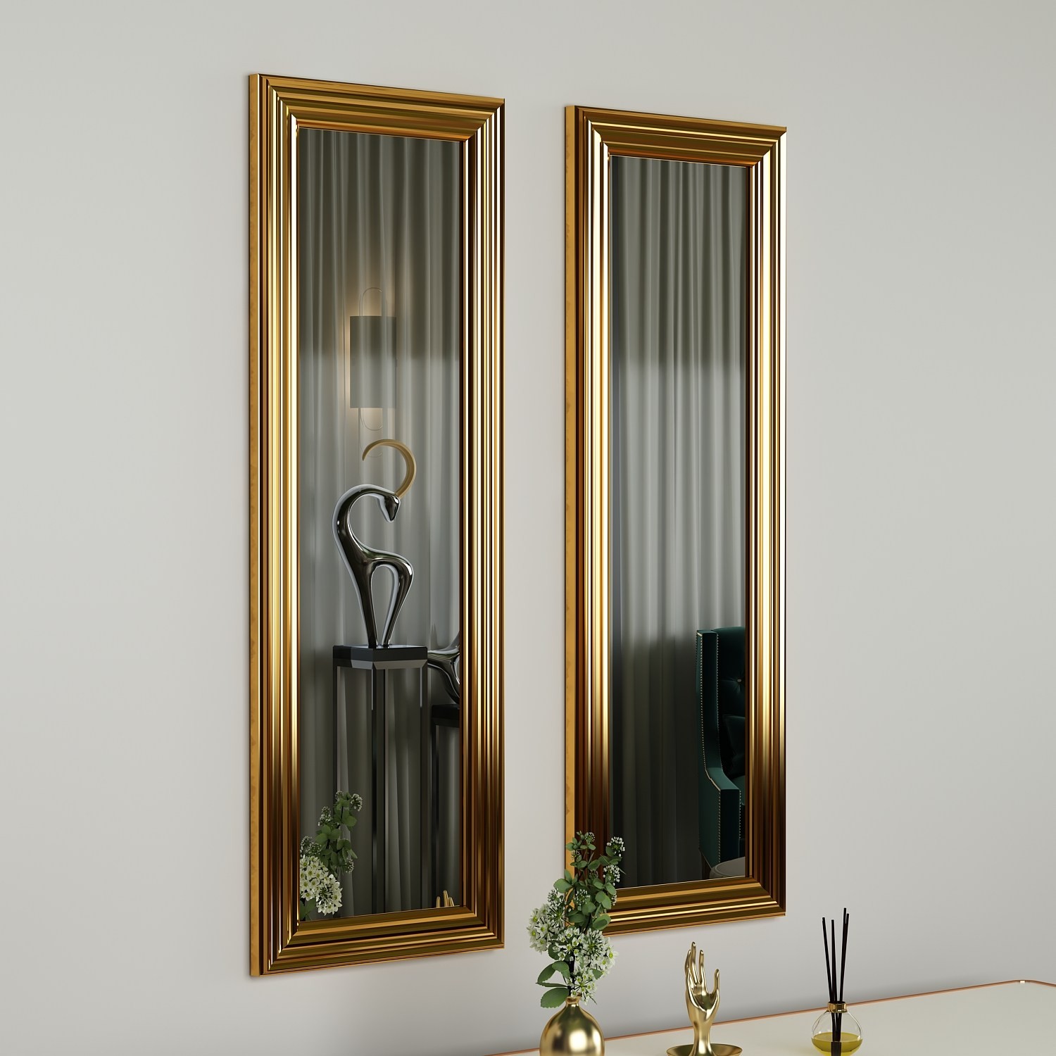 Комплет од 2 огледала Hanah Home, златни