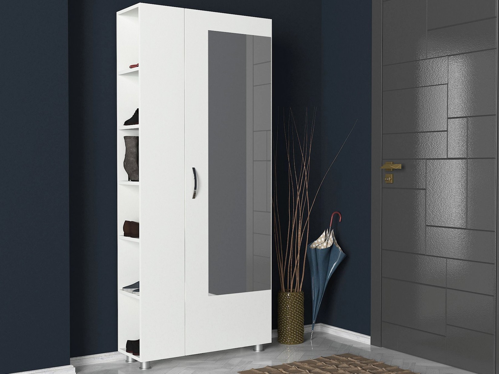 Ормар за чевли Hanah Home 80x185x28.6 см во бела боја