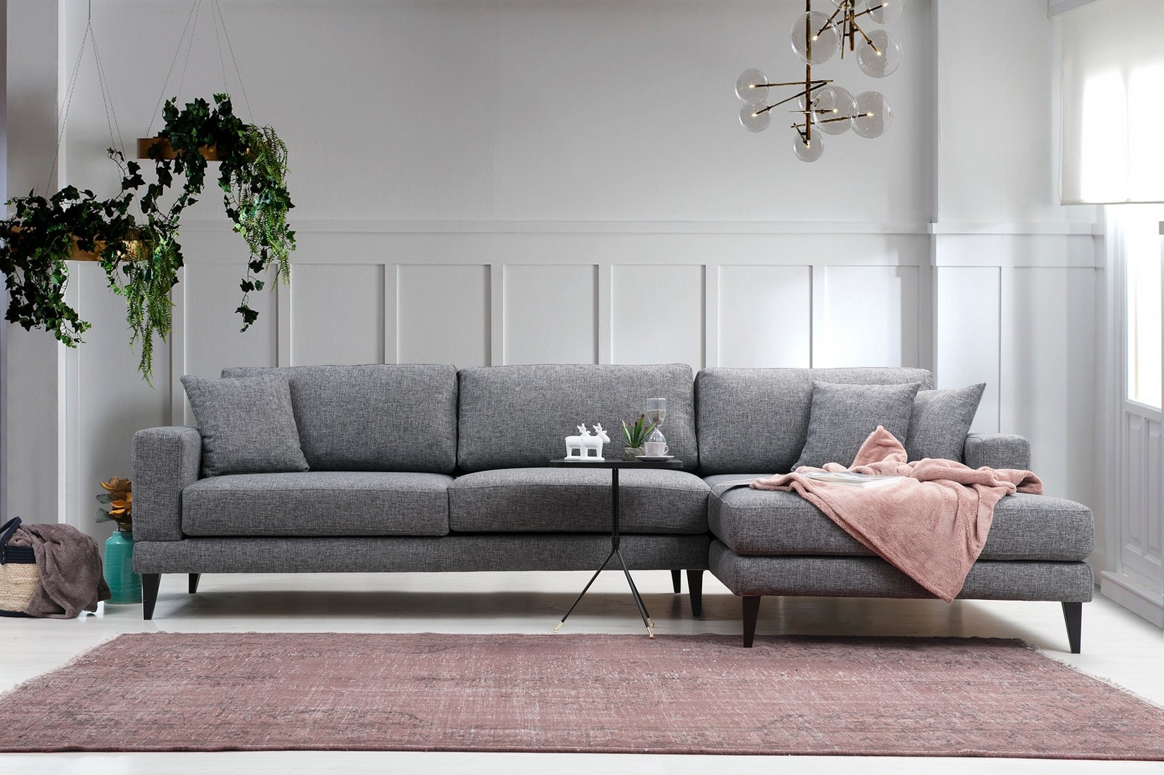 Аголна гарнитура Atelier del Sofa Nordic 90x85x303cm темно сива