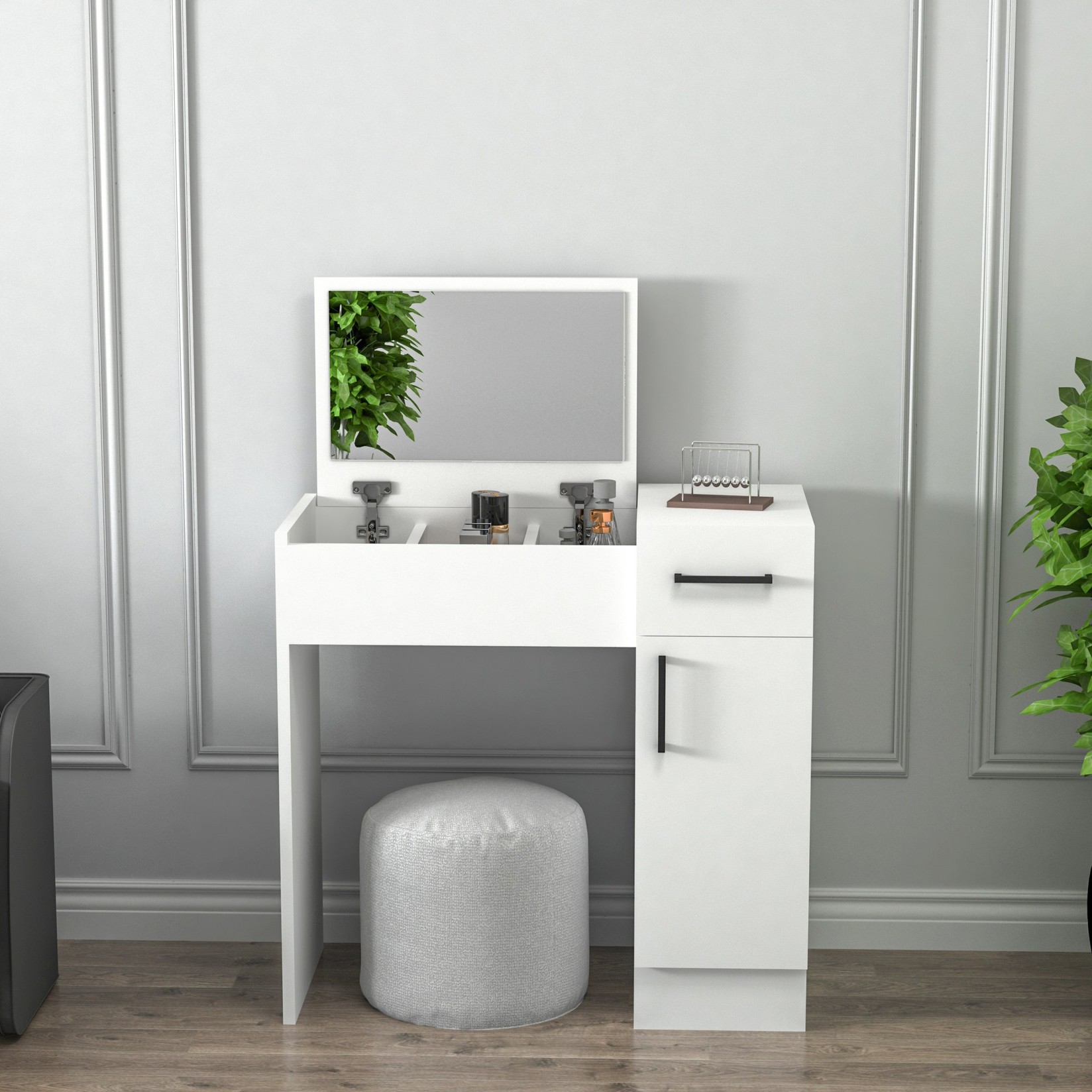 Маса за шминкање Hanah Home 74,2x107,5x37,6 см бела