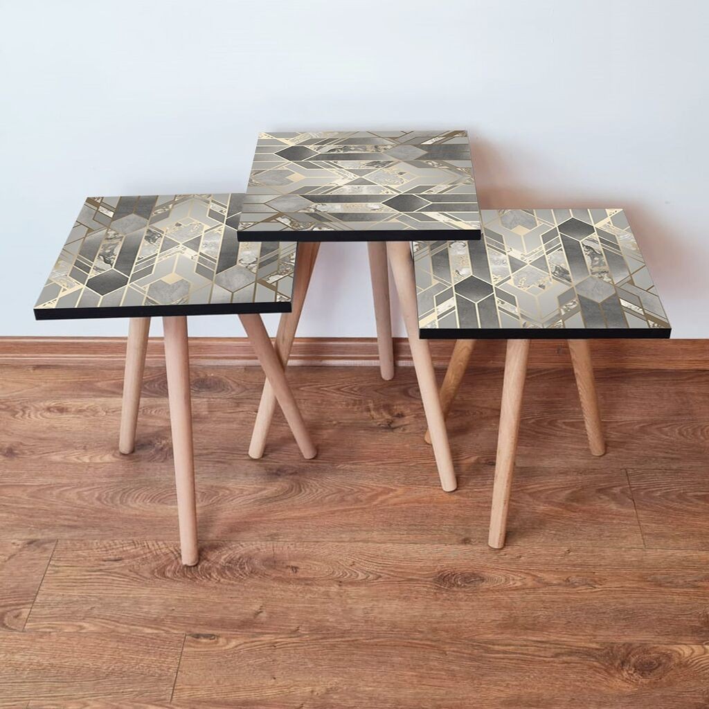 Комплет масички за кафе Hanah Home 3Shp134, 3 парчиња, сива