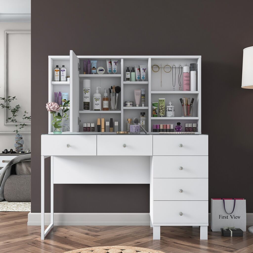 Тоалетна маса Hanah Home BJ140-3831, бела