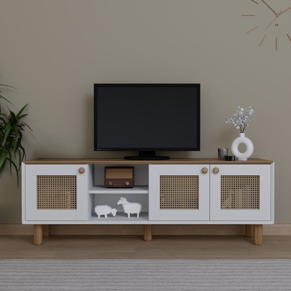 Комода за телевизор Hanah Home Bohemian 1600-143, 160x56x40 см, бела