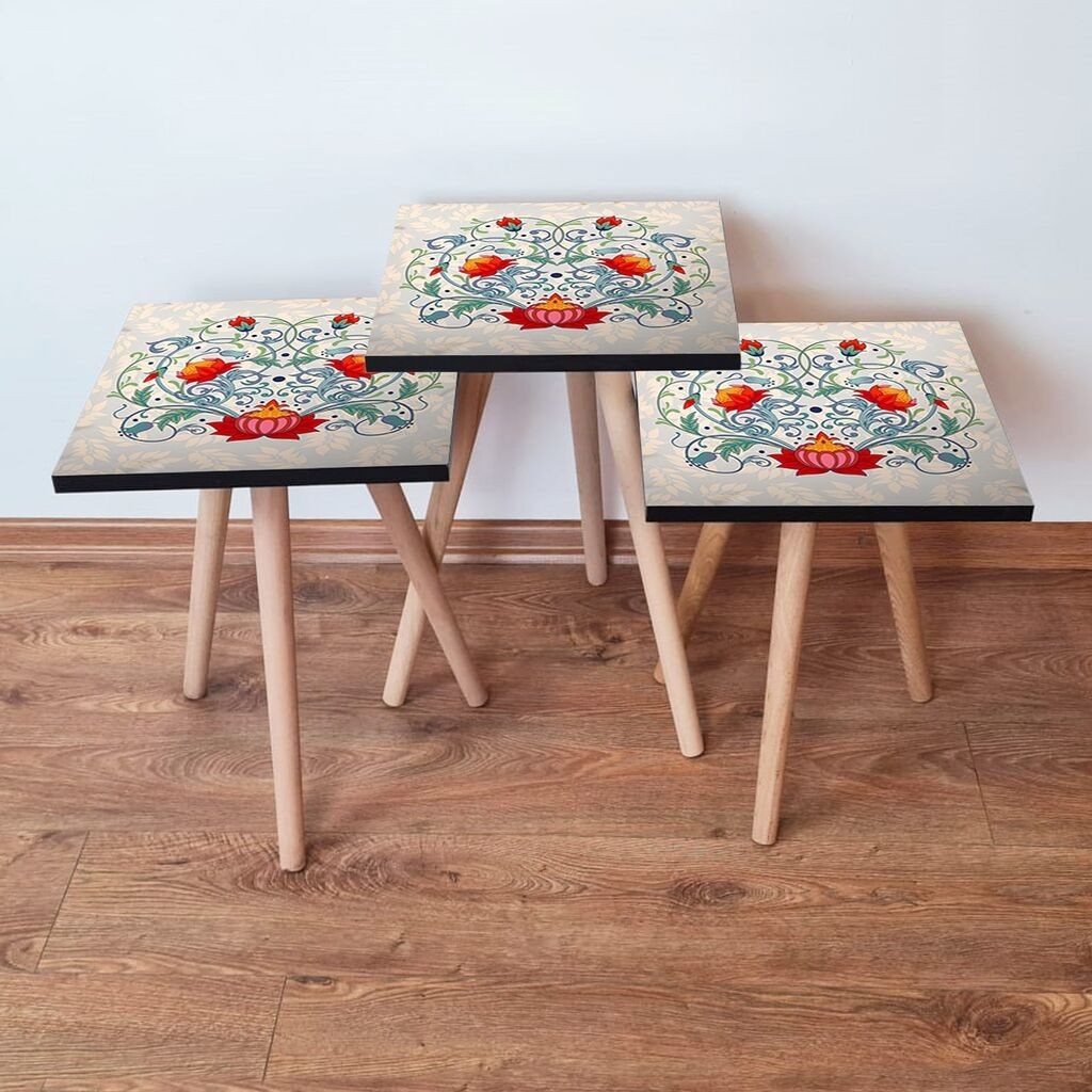 Комплет масички за кафе Hanah Home 3Shp144, 3 парчиња, шарени