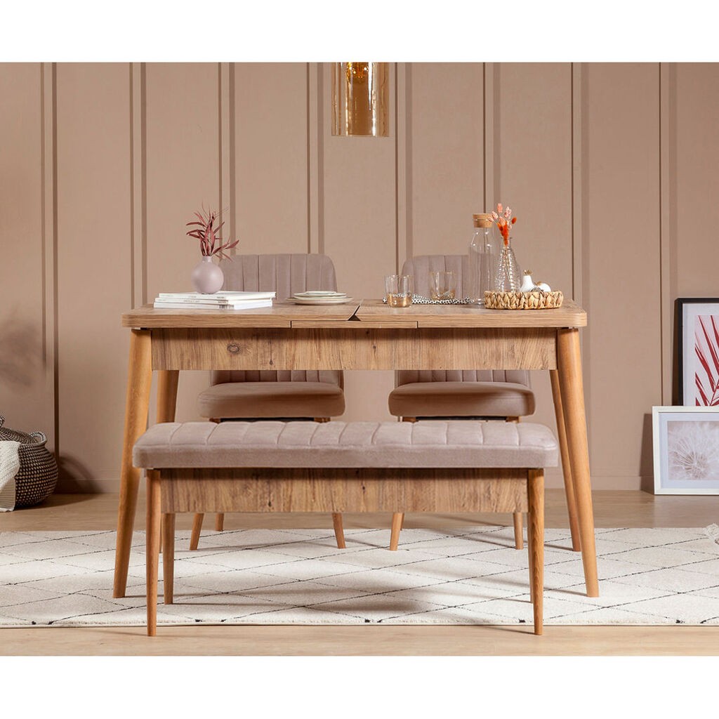 Трпезариска маса и столчиња Hanah Home Vina 0900, 130x77x80 см, даб