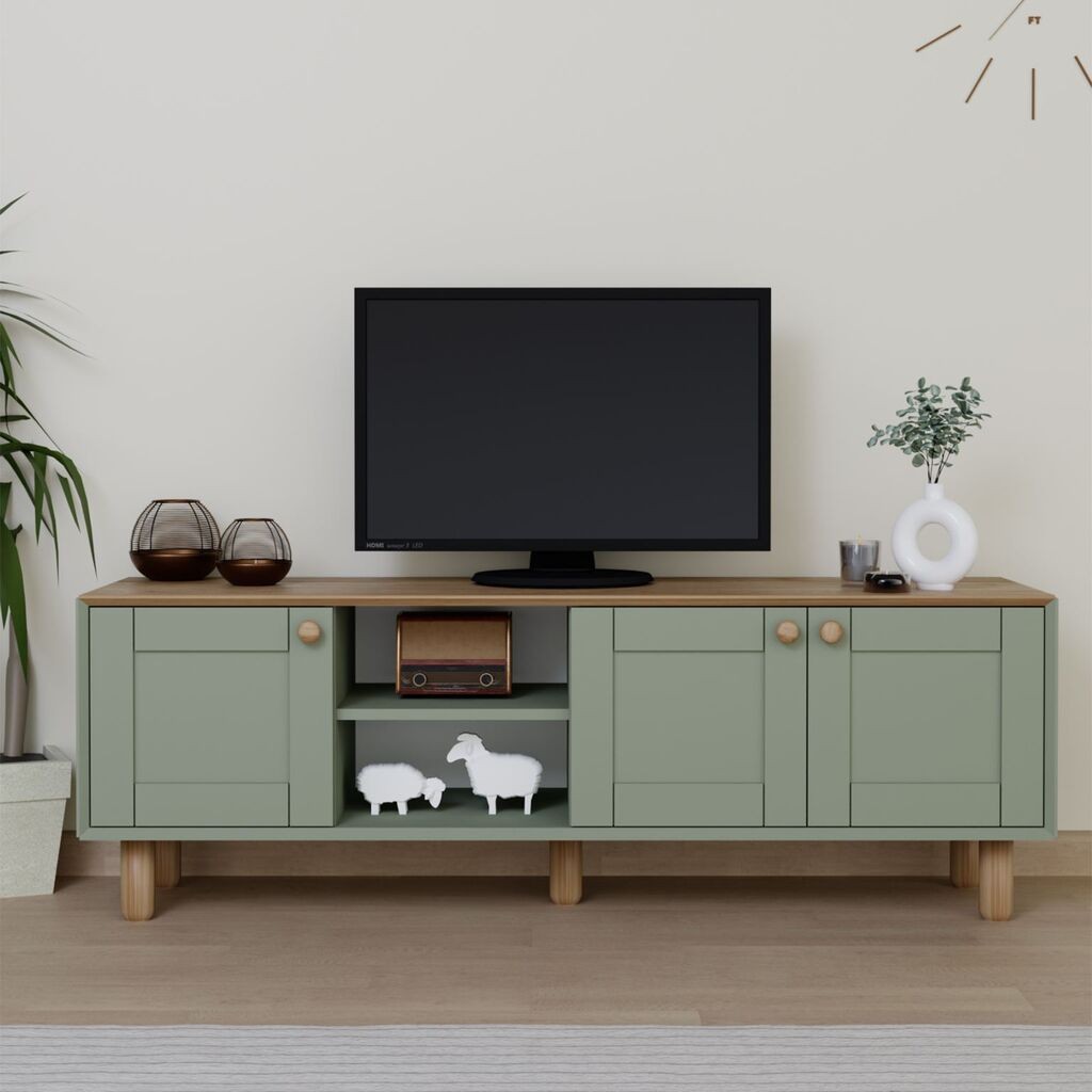 Комода за телевизор Hanah Home Bohemian 1600-84, 160x56x40 см, зелена