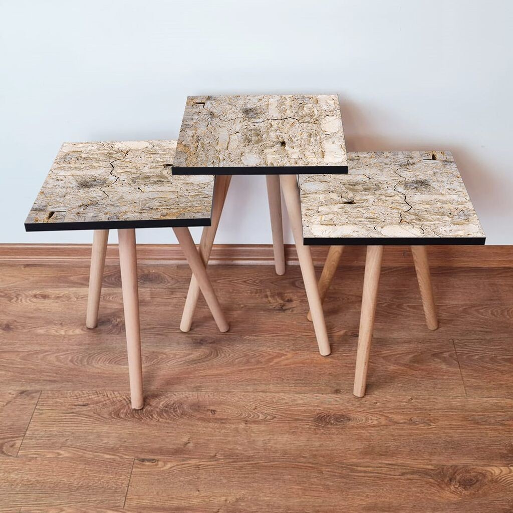 Комплет масички за кафе Hanah Home 3Shp67, 3 парчиња, крем боја