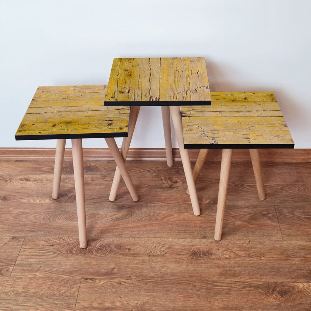 Комплет масички за кафе Hanah Home 3Shp127, 3 парчиња, жолта