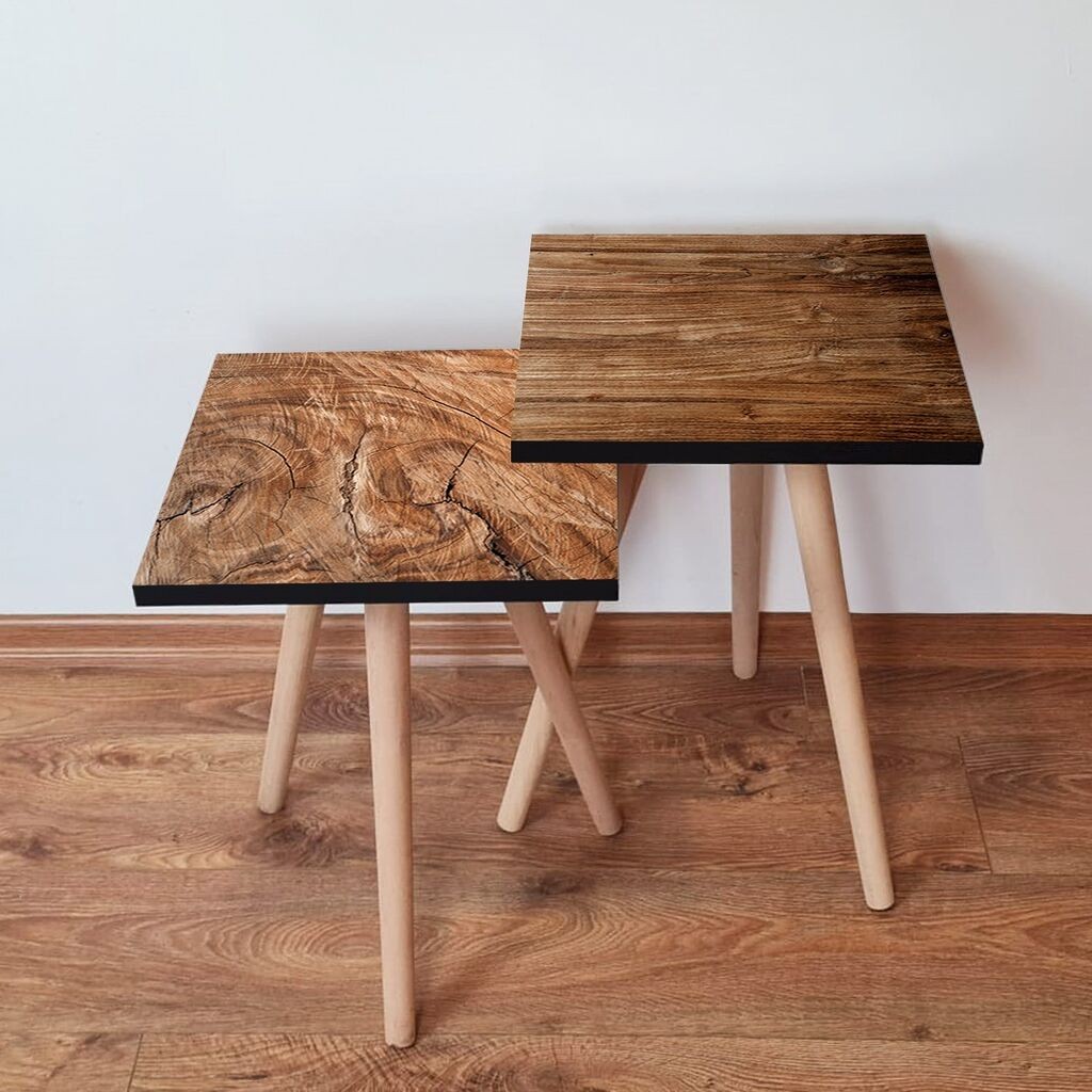 Комплет масички за кафе Hanah Home 2Shp331, 2 парчиња, дабова боја