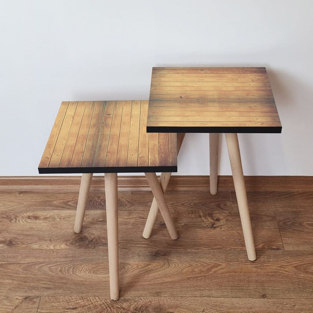 Комплет масички за кафе Hanah Home 2Shp425, 2 парчиња, дабова боја