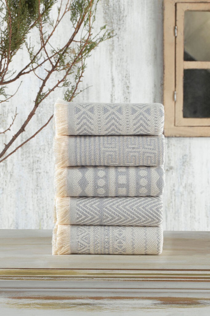 Комплет за рачни крпи L'essentiel Maison Maya, 38 x 65 cm, светло сива