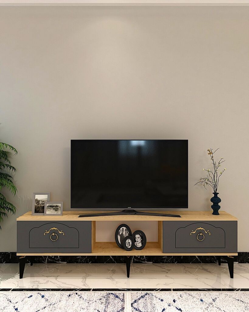 Комода за телевизор Hanah Home, виолетова, 150x44,6x29,6 см, даб