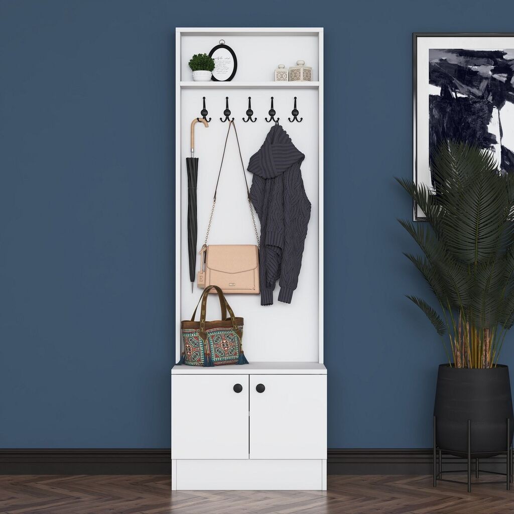 Шкафче за ходник Hanah Home M16 - 1572, 59,8x182,8x35,5 см, бело