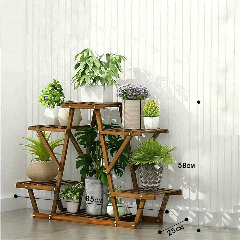 HOME IDEA Сталажа За Цвеќе Од Бамбус-Скалеста Со 6 Полици (Brown)