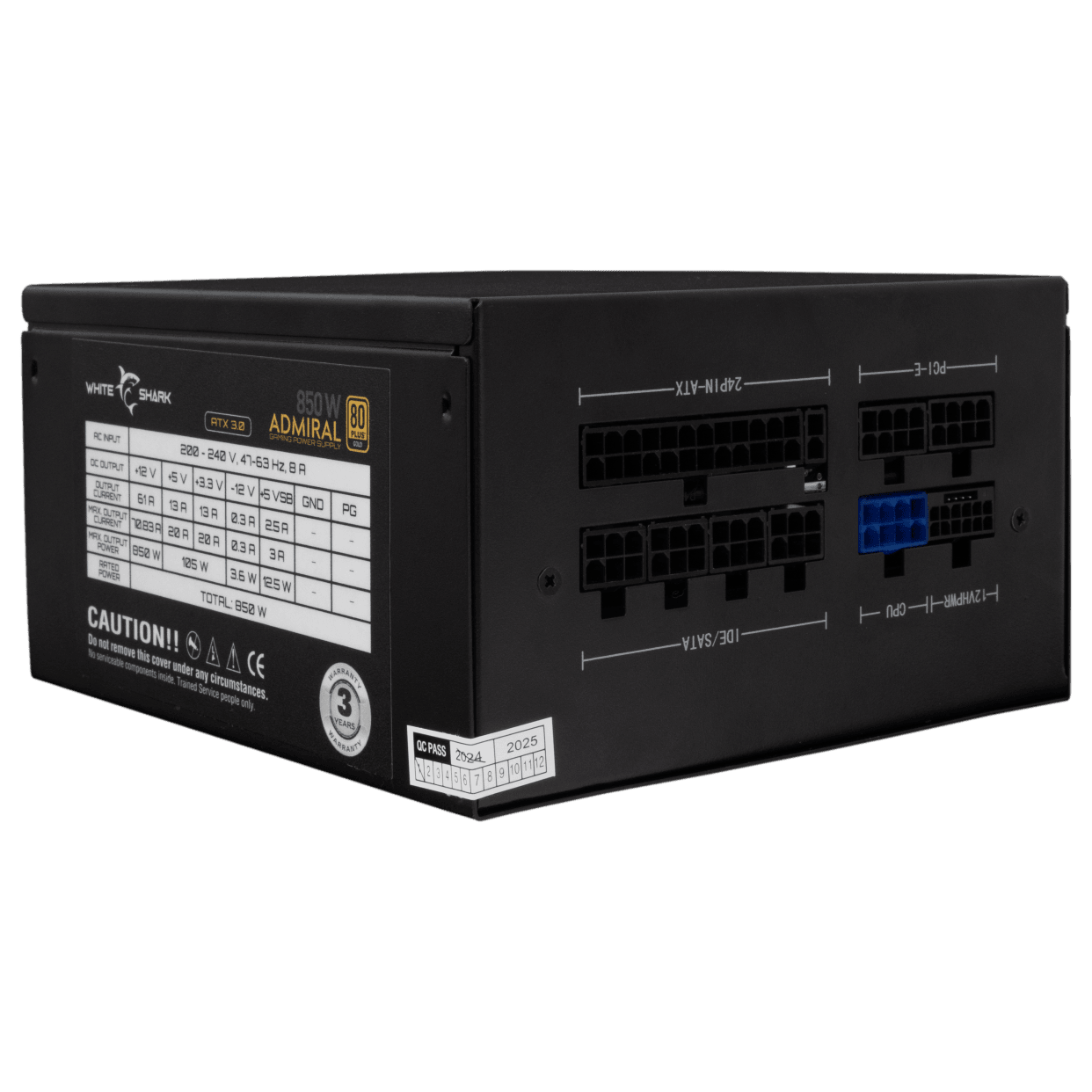 Модуларно напојување White Shark GPSU Admiral, 850W, црно