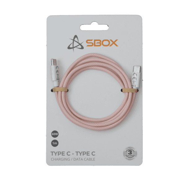 S BOX Тип C кабел 60 W, розов