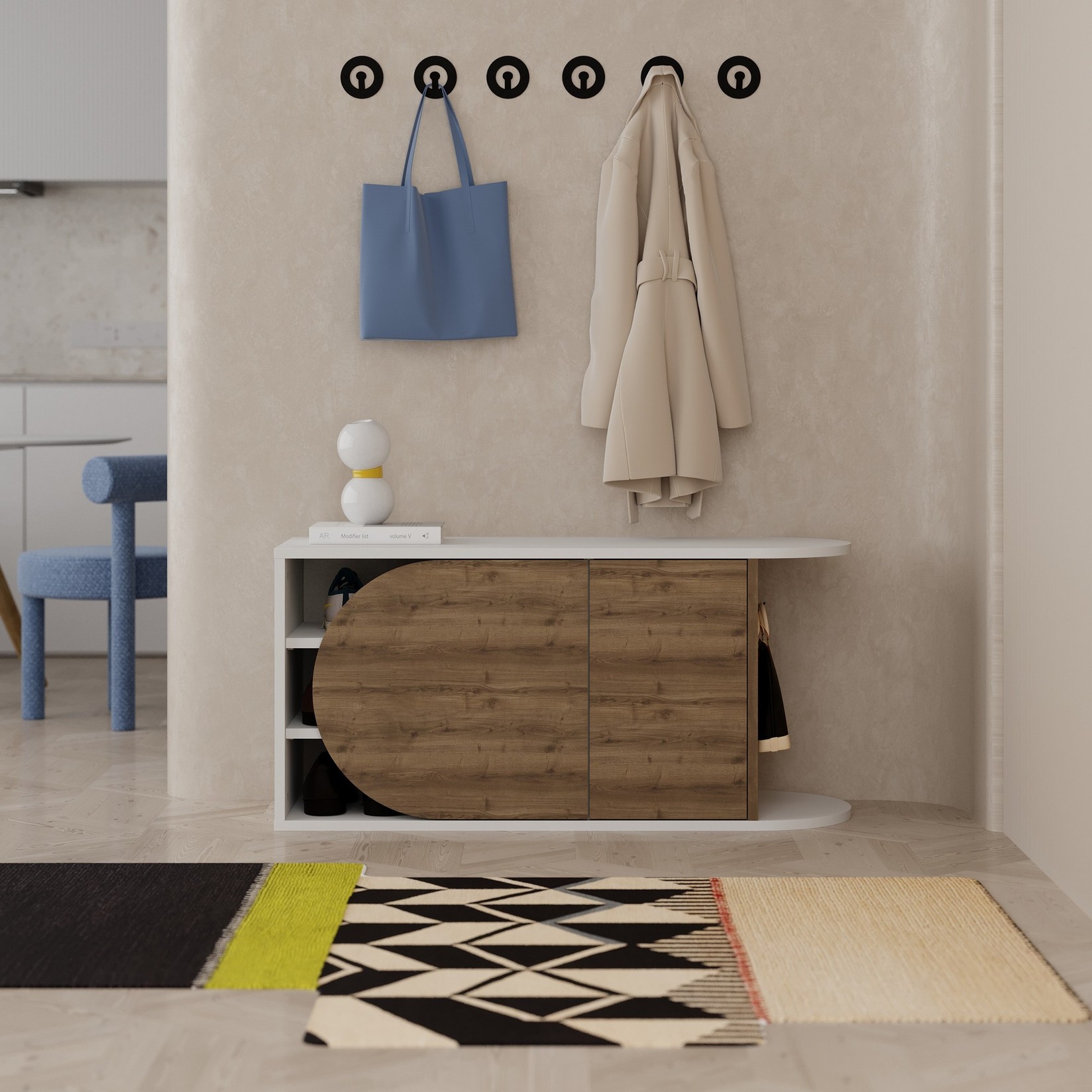 Полица за чевли Hanah Home од даб до бела боја