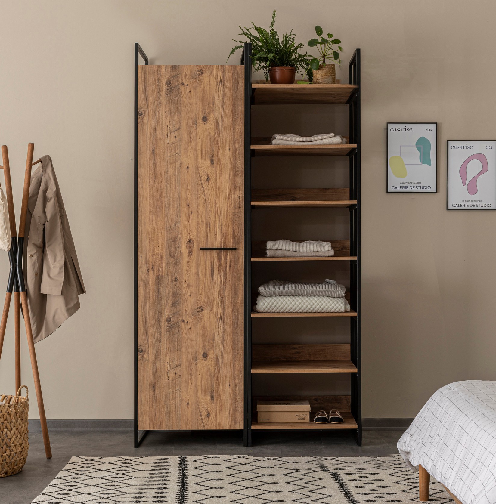 Гардеробер Hanah Home Dynamic Takim 64x225x52cm Беж боја