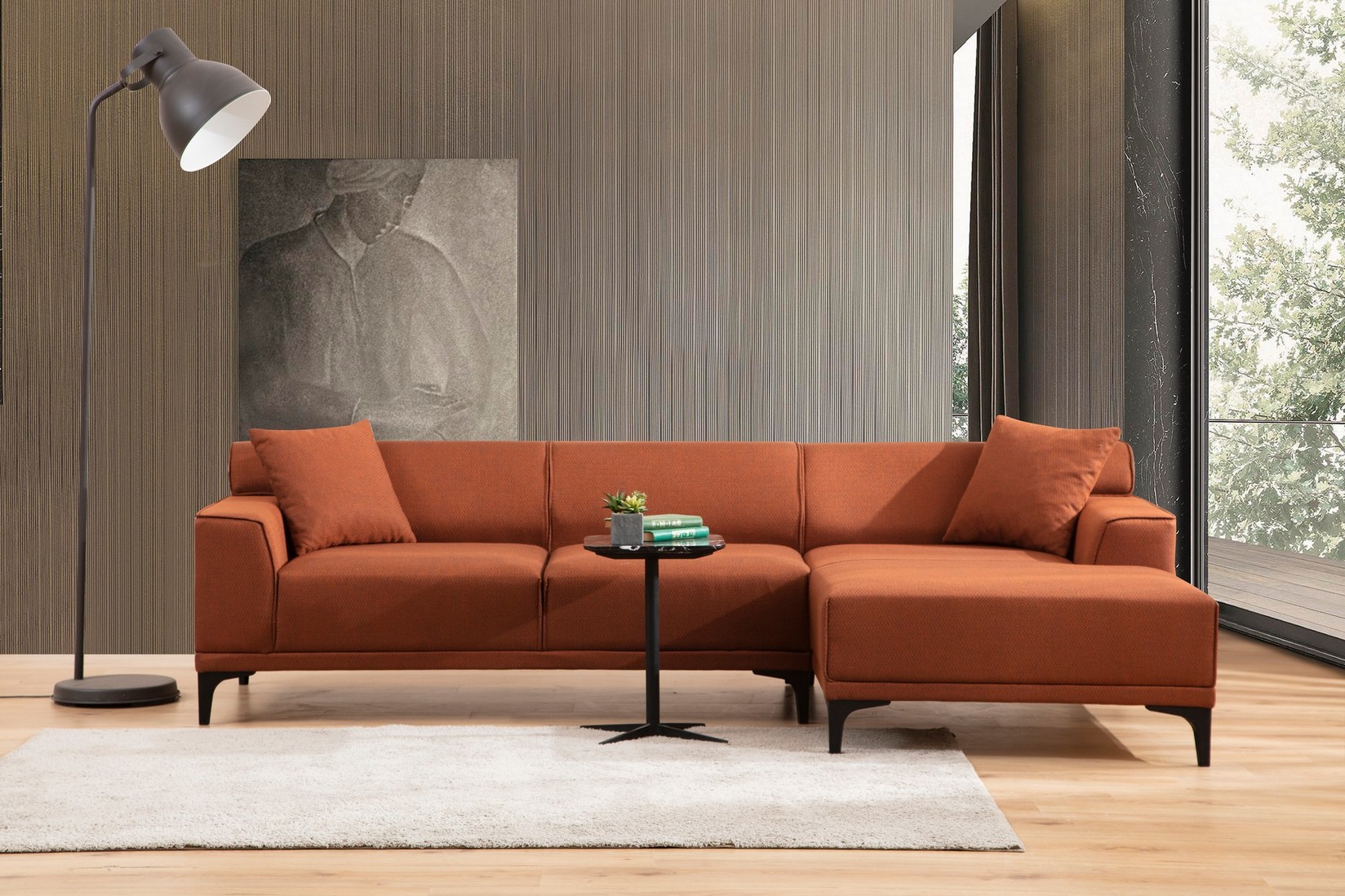 Аголна гарнитура Atelier del Sofa Petra 145x69x87cm Антрацит
