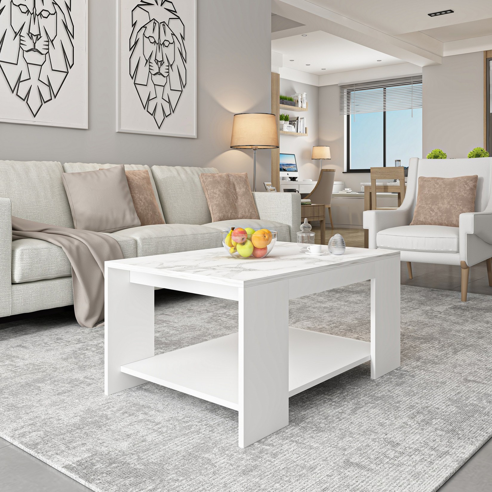 Маса Hanah Home Club Лина 90x43.8x60 см бела