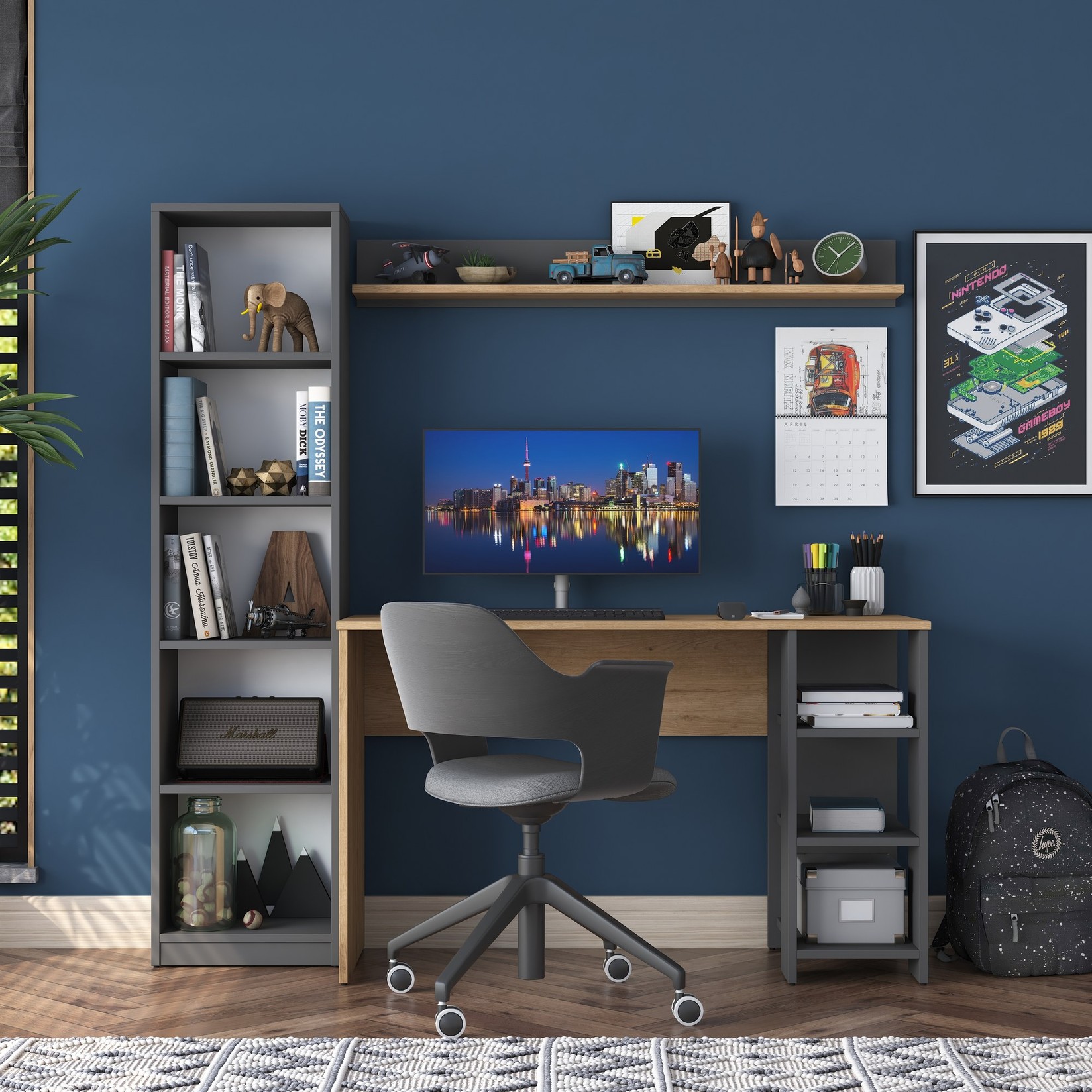 Работна маса Hanah Home 160x161.8x45cm орев