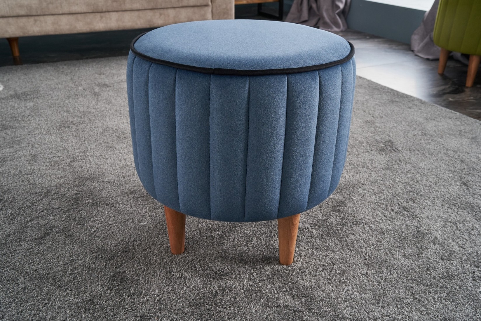 Столче за софа Atelier del 40x40x40cm, антрацит-розова