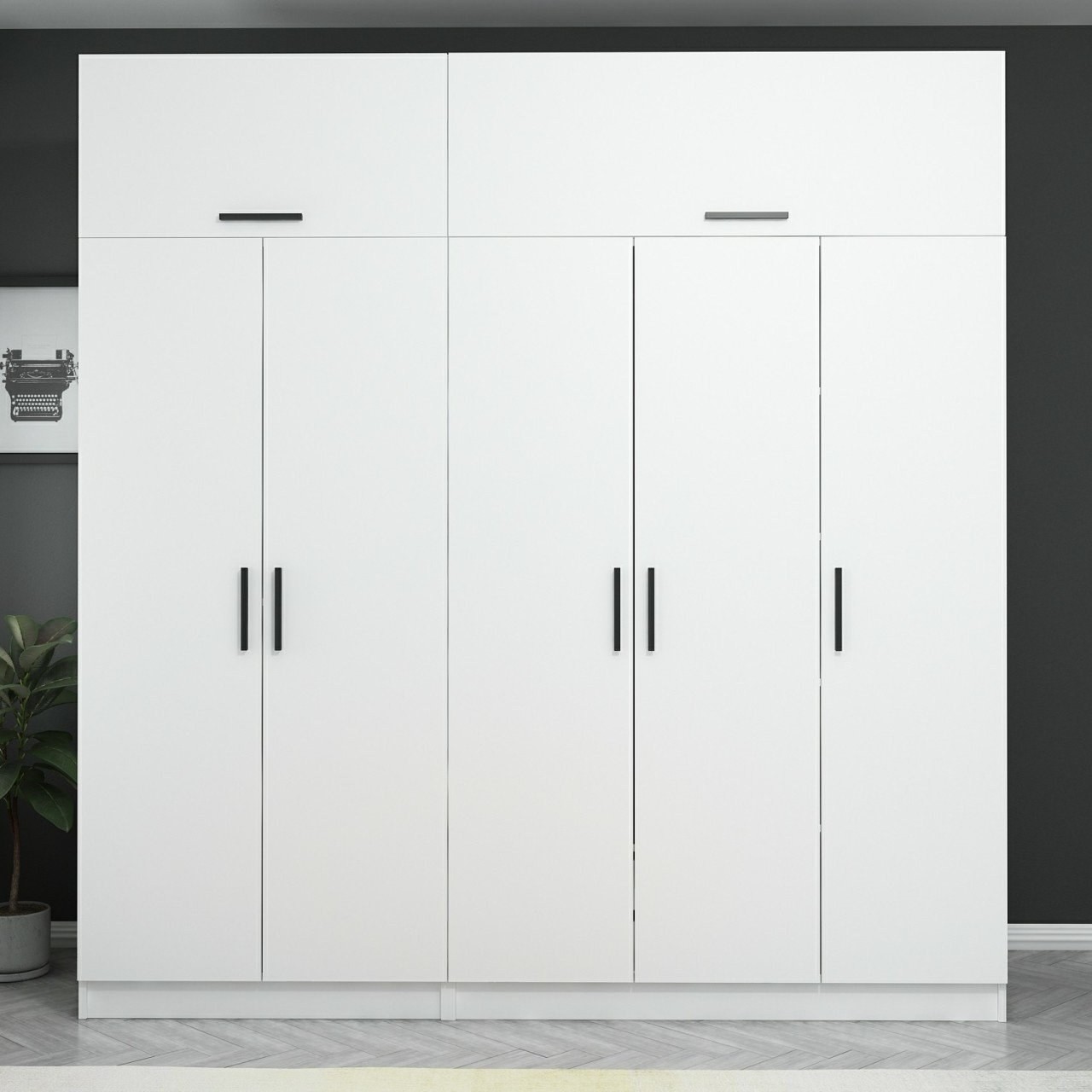 Гардеробер Hanah Home Кејл 225x235x52 см Бела