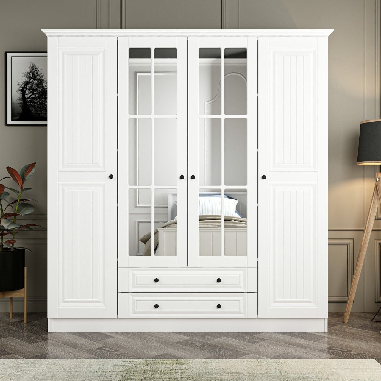 Гардеробер Hanah Home Кејл 180x210x52 см Бела