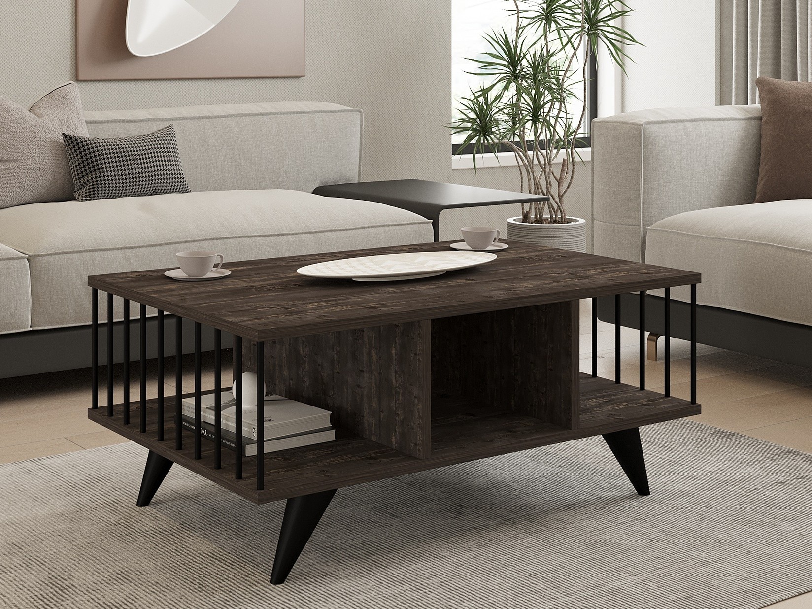 Маса Hanah Home Club Bert 90x40x60cm Антрацит