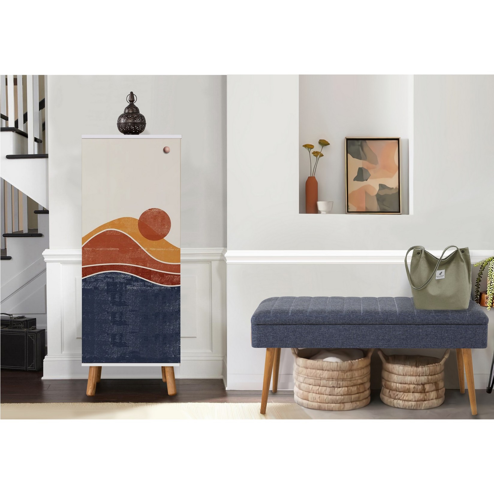 Комплет за ходник Hanah Home, шкаф за чевли и клупа, даб-антрацит