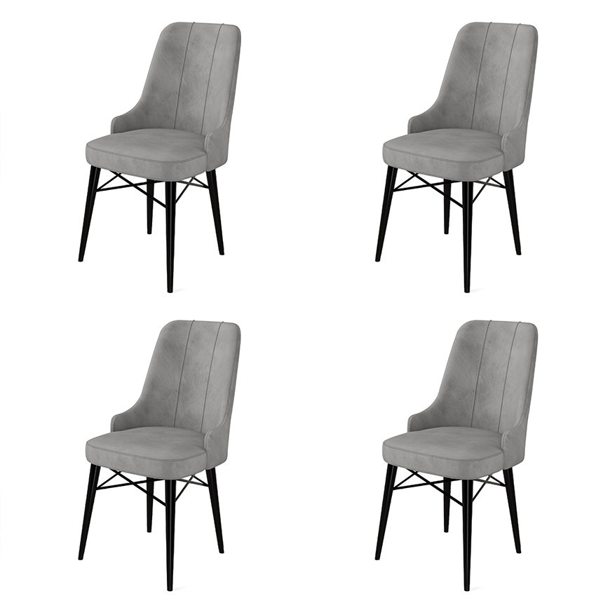 Комплет од 4 трпезариски столчиња „Паре" од „Хана Хоум", црни