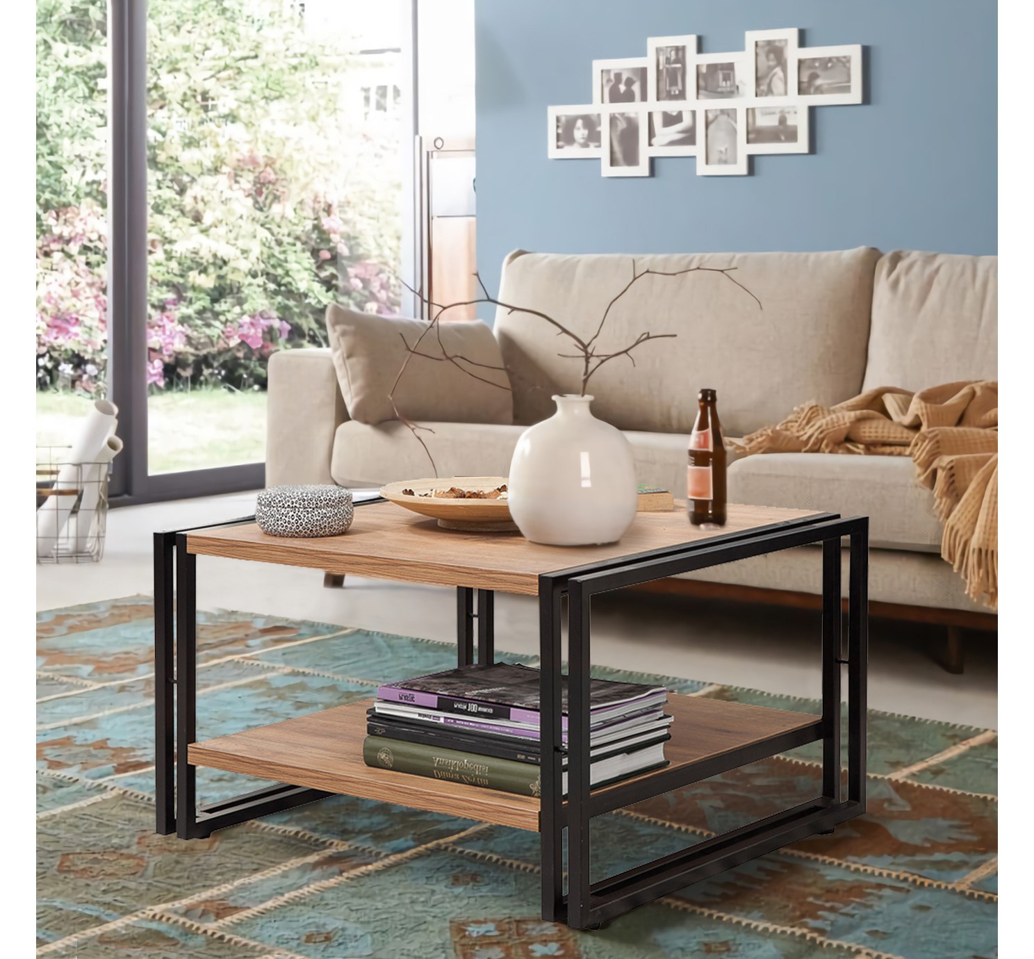 Маса Hanah Home Club Cosmo Arena 70x40x70cm беж-црна