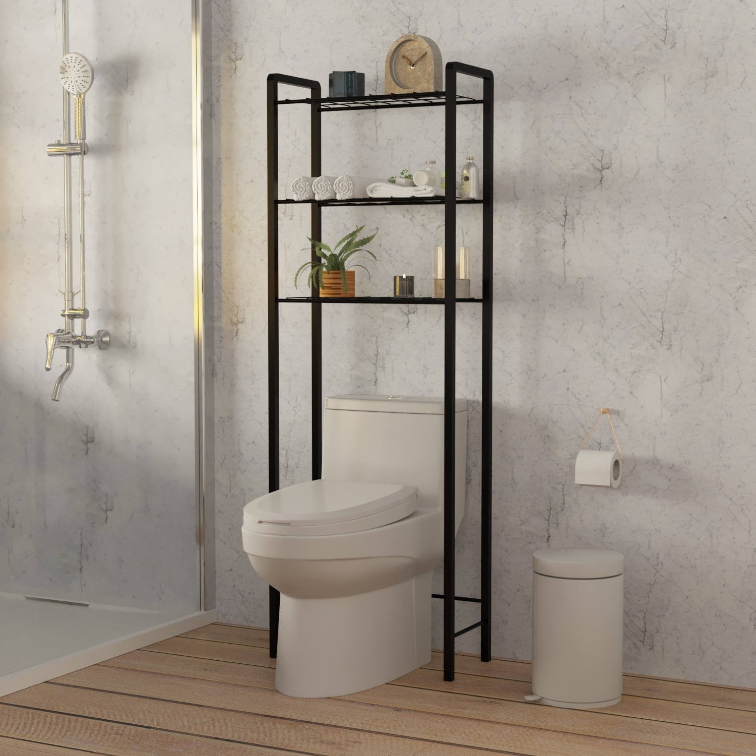 Полица за бања Hanah Home 165x69.3x7.7 см црна