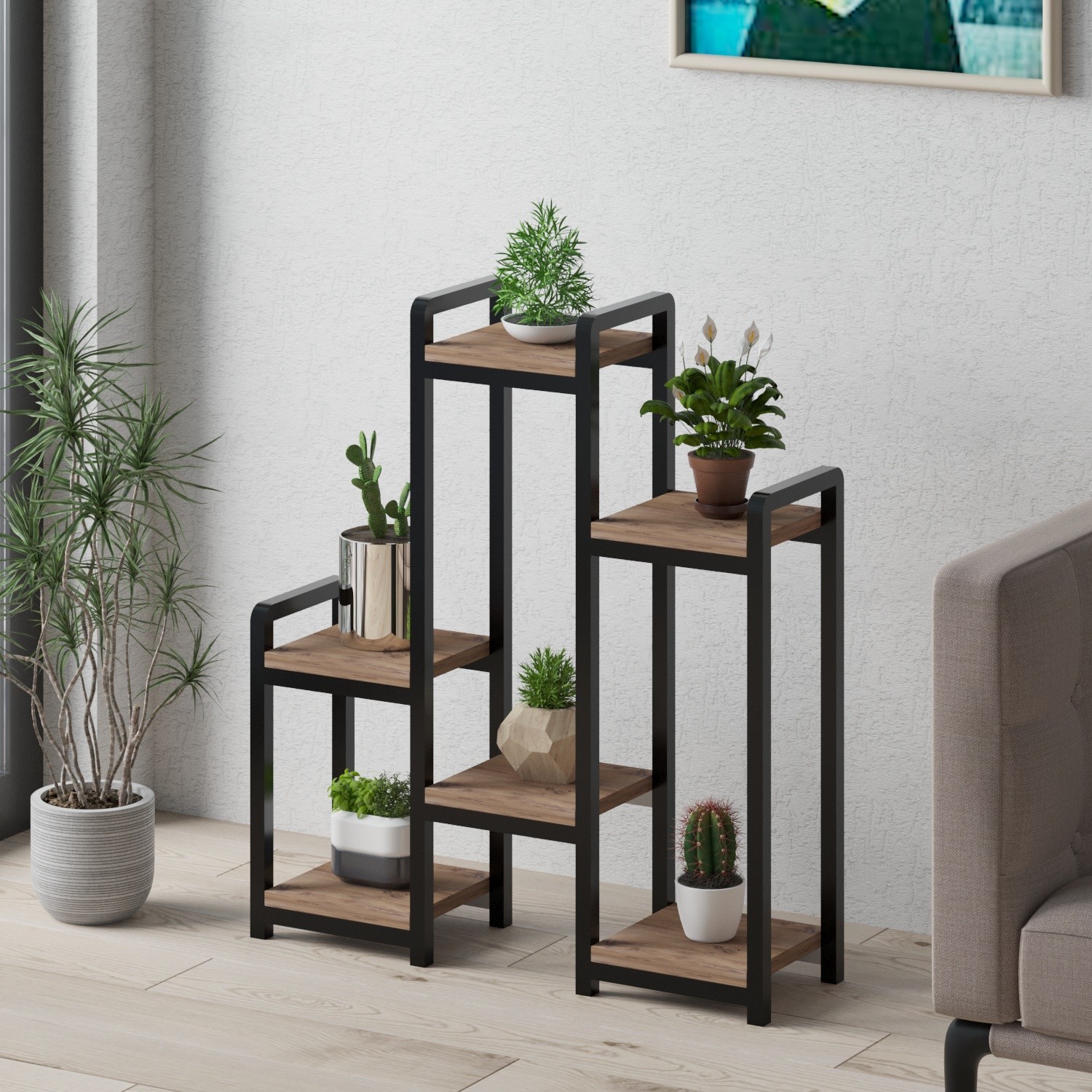 Полица Hanah Home 20x67x77cm беж-црна